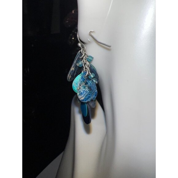 Vintage Blue Cha-Cha Earrings - Picture 8 of 9